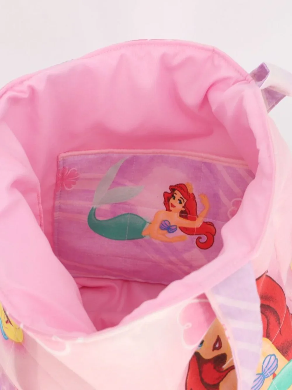 Little Mermaid Vintage Pattern Quilted Tote Bag Handmade Upcycled